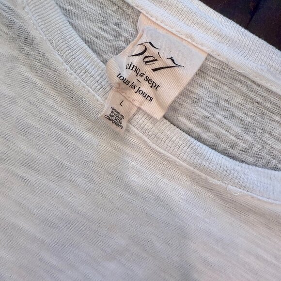 CINQ A SEPT AMOUR SHIRT WHITE WITH PINK SEQUINS LARGE - Picture 5 of 6